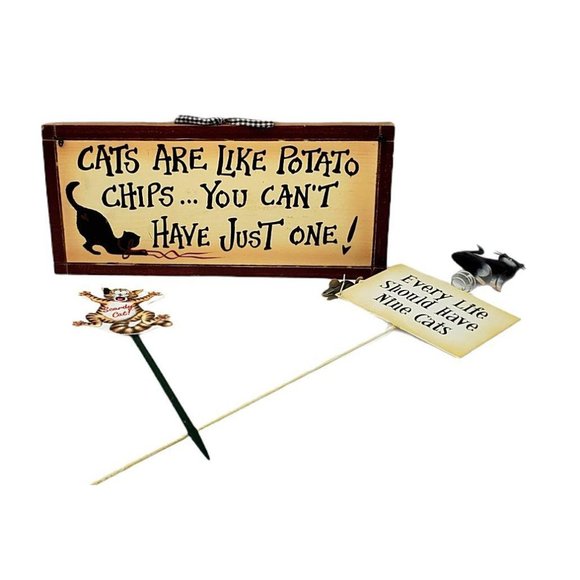 Cat Signs Wall Plant Yard Decor Cats Are Like Chip - Picture 1 of 9